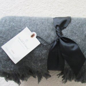 💕 NWT Gray Faux MOHAIR Fringe Woven Throw Blanket - PRICE IS FIRM